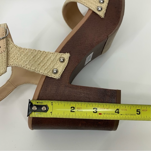 Torrid Natural Jute Brown Double Strap Wood Platform Heeled Sandals Size 9.5WW - Picture 14 of 14